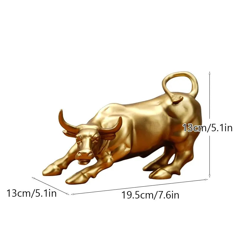 NORTHEUINS Wall Street Bull Market Resin Ornaments Feng Shui Fortune Statue Wealth Figurines For Office Interior Desktop Decor Design & Casa RDW020-GD