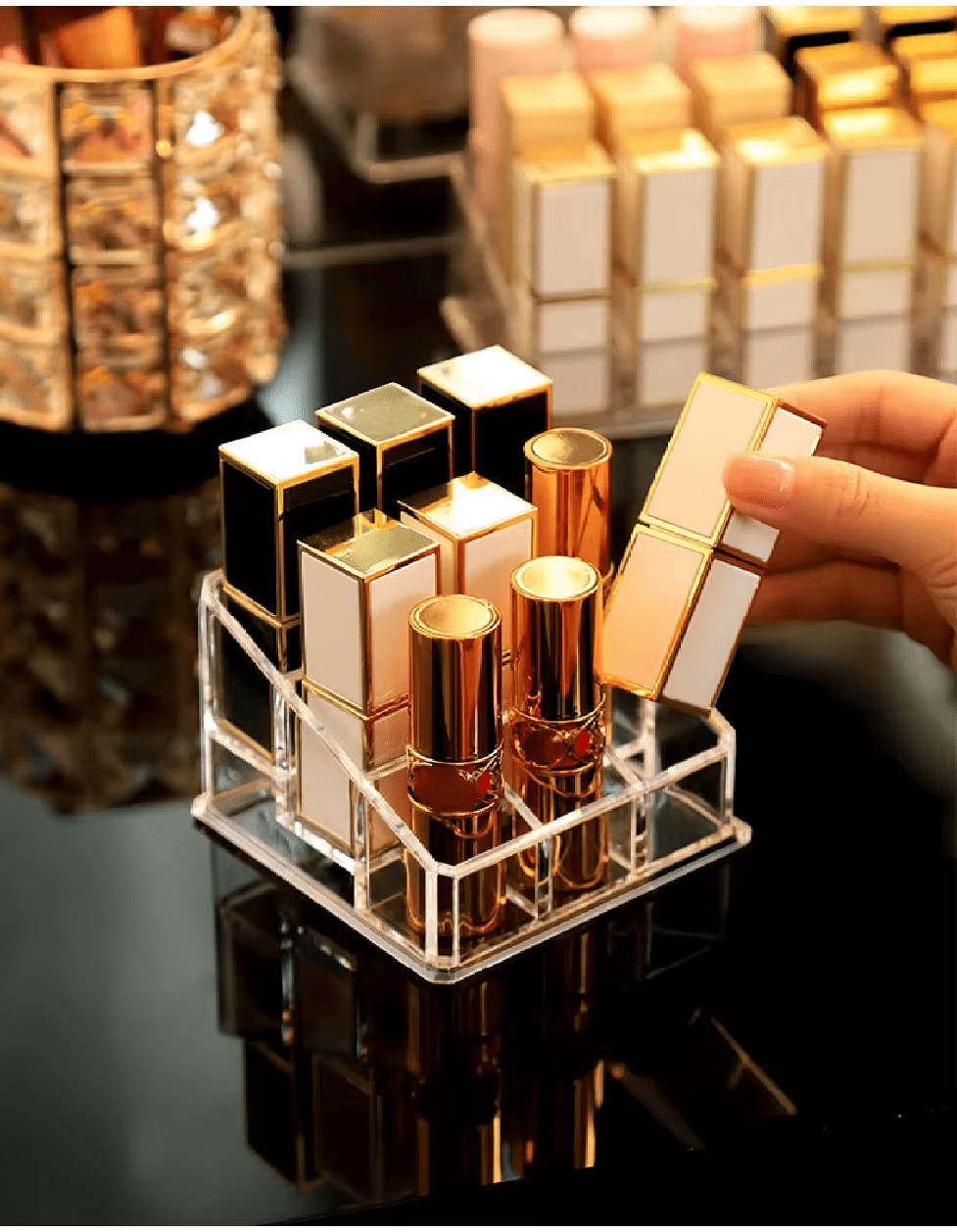 Organizador de Batom em Acrílico com Multiplos Compartimentos Design & Casa 9 Compartimentos