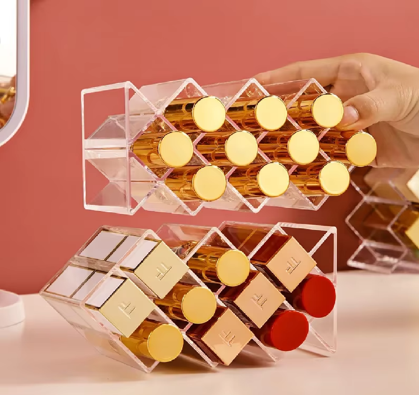 Organizador de Batons e Glosses Acrílico em Formato Colmeia Organizador de Batons e Glosses Acrílico em Formato Colmeia Design & Casa