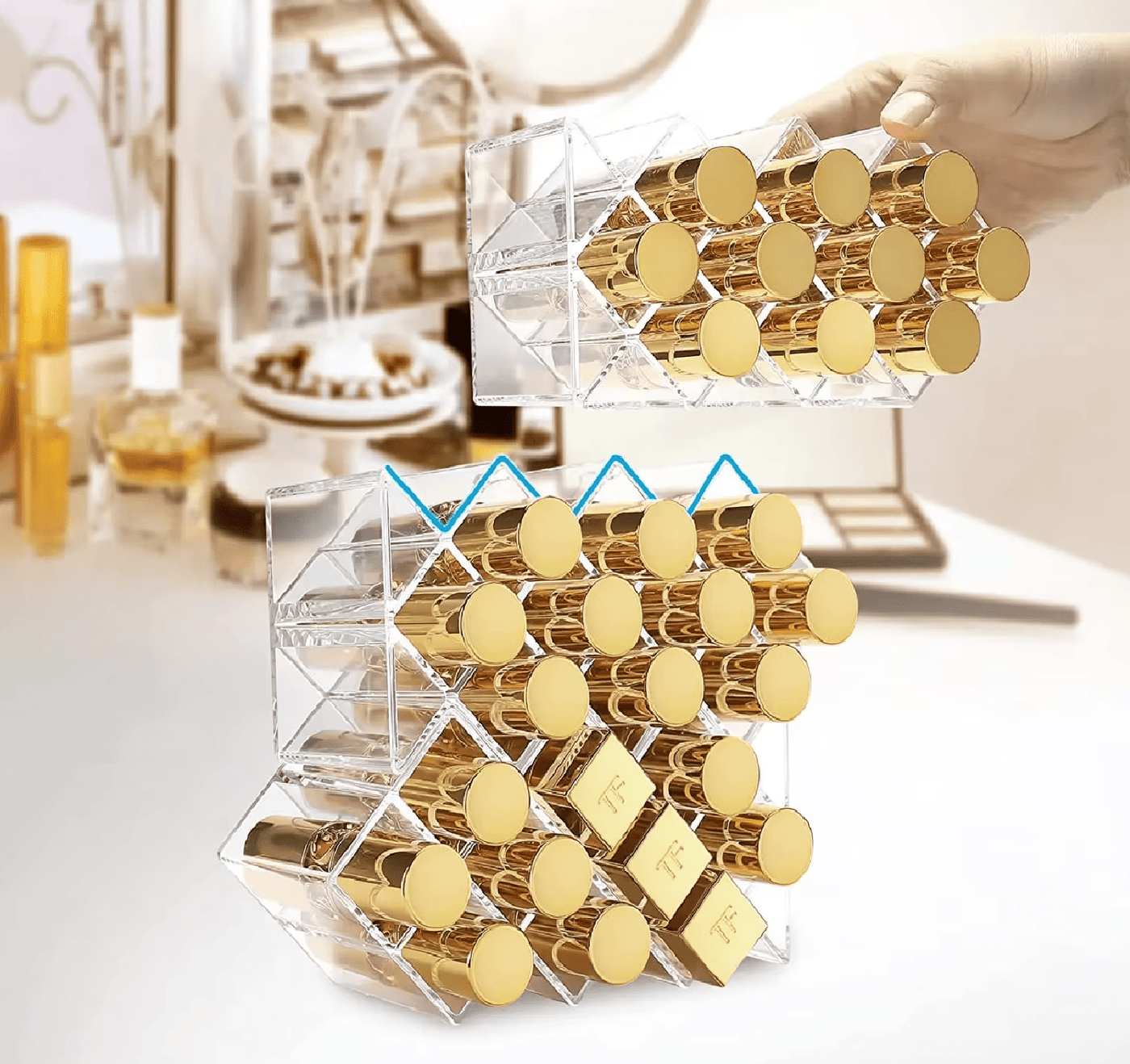 Organizador de Batons e Glosses Acrílico em Formato Colmeia Organizador de Batons e Glosses Acrílico em Formato Colmeia Design & Casa