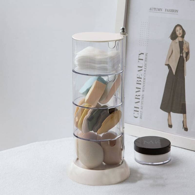 Organizador de Esponja de Maquiagem Porta Esponja de Maquiagem Polihousi LightHousi Bege / 4 Andares