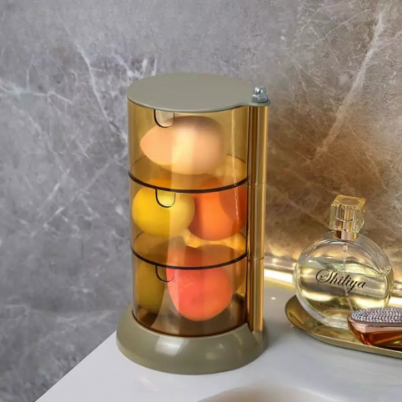 Organizador de Esponja de Maquiagem Porta Esponja de Maquiagem Polihousi LightHousi Marrom / 3 Andares