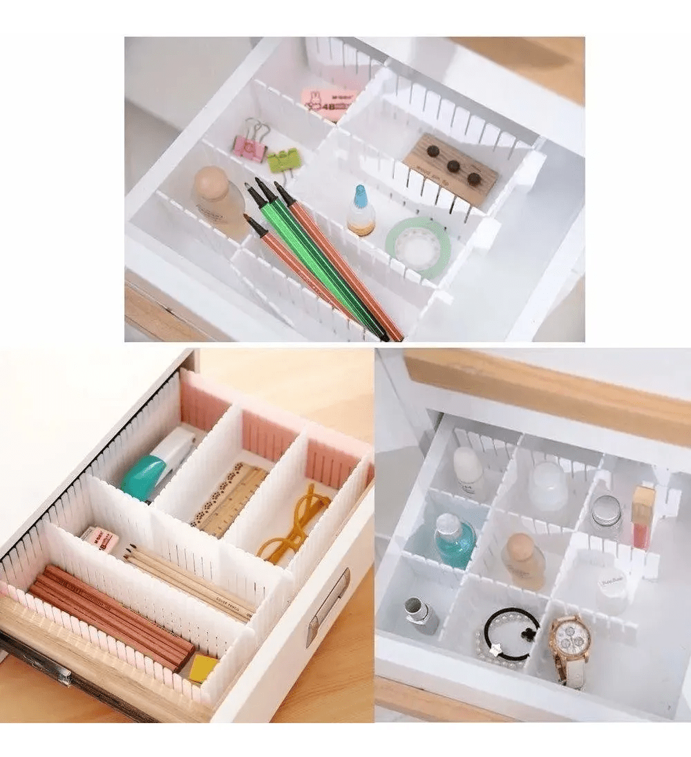 Organizador de Gaveta Multiuso com Divisórias Encaixáveis Grande 4 Peças Coleção Organizadores de Gaveta- Organizador de Gaveta Multiuso com Divisórias Encaixáveis Grande 4 Peças Design & Casa