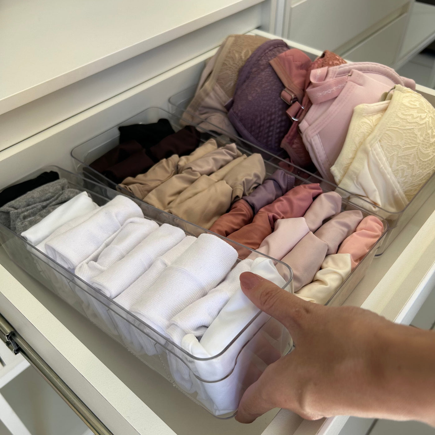 Organizador De Gavetas Com Divisórias | Kit com 3 Coleção Organizadores- Organizador De Gavetas Com Divisórias Cristal Multiúso 4,3L Design & Casa