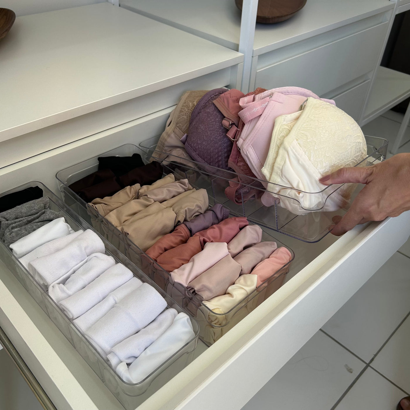 Organizador De Gavetas Com Divisórias | Kit com 3 Coleção Organizadores- Organizador De Gavetas Com Divisórias Cristal Multiúso 4,3L Design & Casa