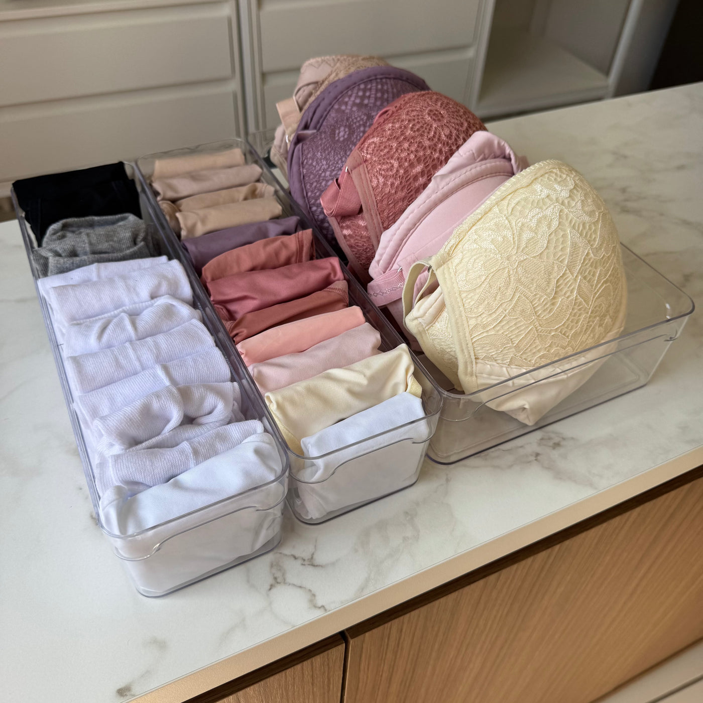 Organizador De Gavetas Com Divisórias | Kit com 3 Coleção Organizadores- Organizador De Gavetas Com Divisórias Cristal Multiúso 4,3L Design & Casa