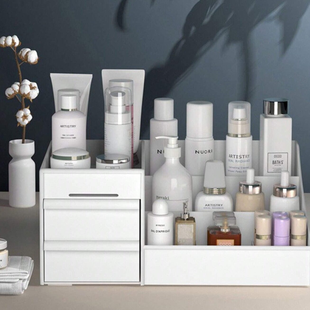 Organizador de Maquiagem 9 Compartimentos Branco Design & Casa