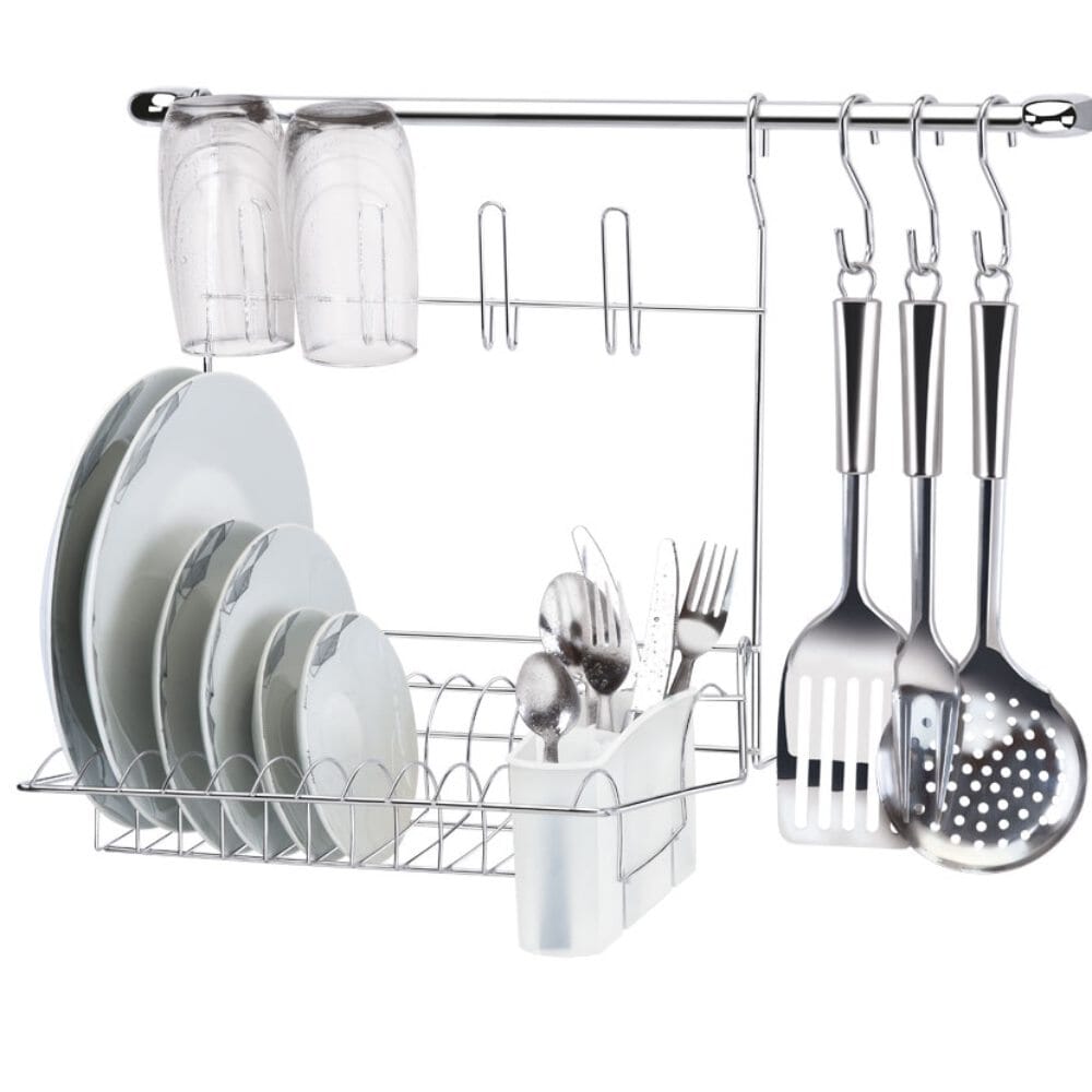 Organizador de Utensílios Com Escorredor de Louça 6 Peças Cromado Organizador de Utensílios Com Escorredor de Louça 6 Peças Cromado Design & Casa