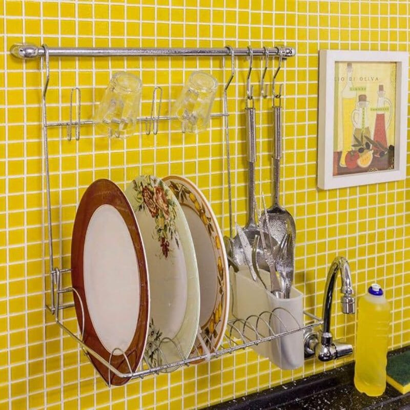 Organizador de Utensílios Com Escorredor de Louça 6 Peças Cromado Organizador de Utensílios Com Escorredor de Louça 6 Peças Cromado Design & Casa
