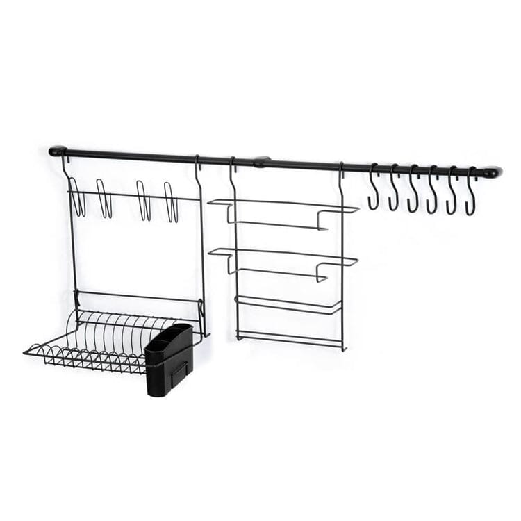 Organizador de Utensílios Com Escorredor de Louça Cromado Organizador de Utensílios Com Escorredor de Louça Cromado Design & Casa Preto