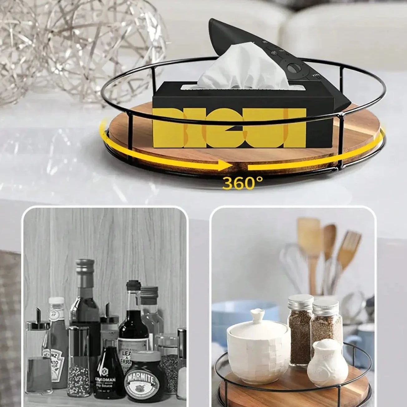 Organizador Giratório De Madeira 23cm Organizador Giratório De Madeira 23cm LightHousi