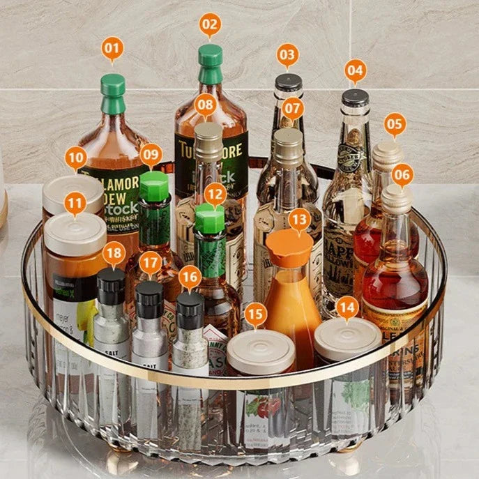 Organizador Multiuso Giratório Com Detalhes Dourado Organizador Multiuso Giratório Com Detalhes Dourado LightHousi