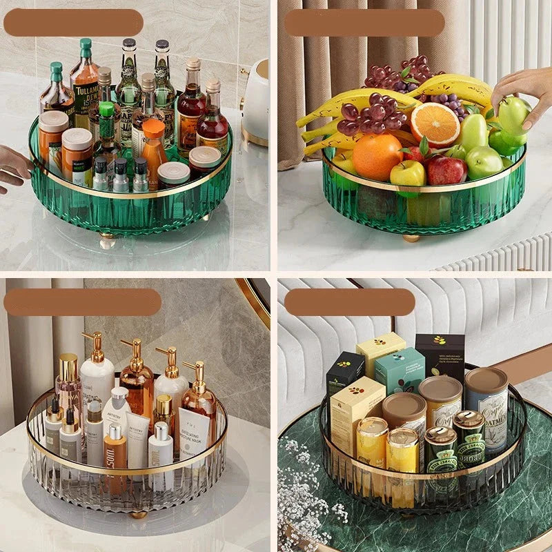 Organizador Multiuso Giratório Com Detalhes Dourado Organizador Multiuso Giratório Com Detalhes Dourado LightHousi