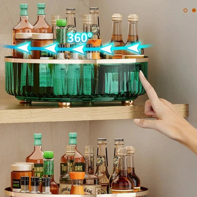 Organizador Multiuso Giratório Com Detalhes Dourado Organizador Multiuso Giratório Com Detalhes Dourado LightHousi