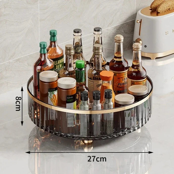 Organizador Multiuso Giratório Com Detalhes Dourado Organizador Multiuso Giratório Com Detalhes Dourado LightHousi Cinza