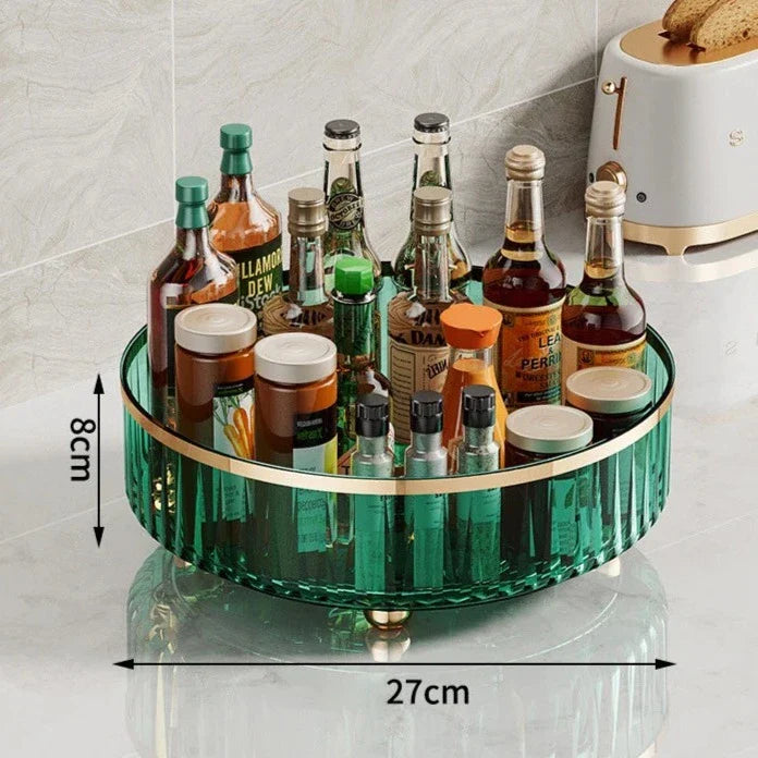 Organizador Multiuso Giratório Com Detalhes Dourado Organizador Multiuso Giratório Com Detalhes Dourado LightHousi Verde