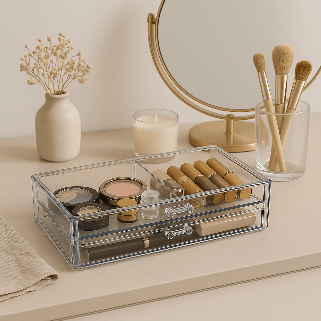 Organizador Para Maquiagem Duplo Acrílico Coleção Organizadores Para Maquiagem- Organizador Para Maquiagem Duplo Acrílico Design & Casa