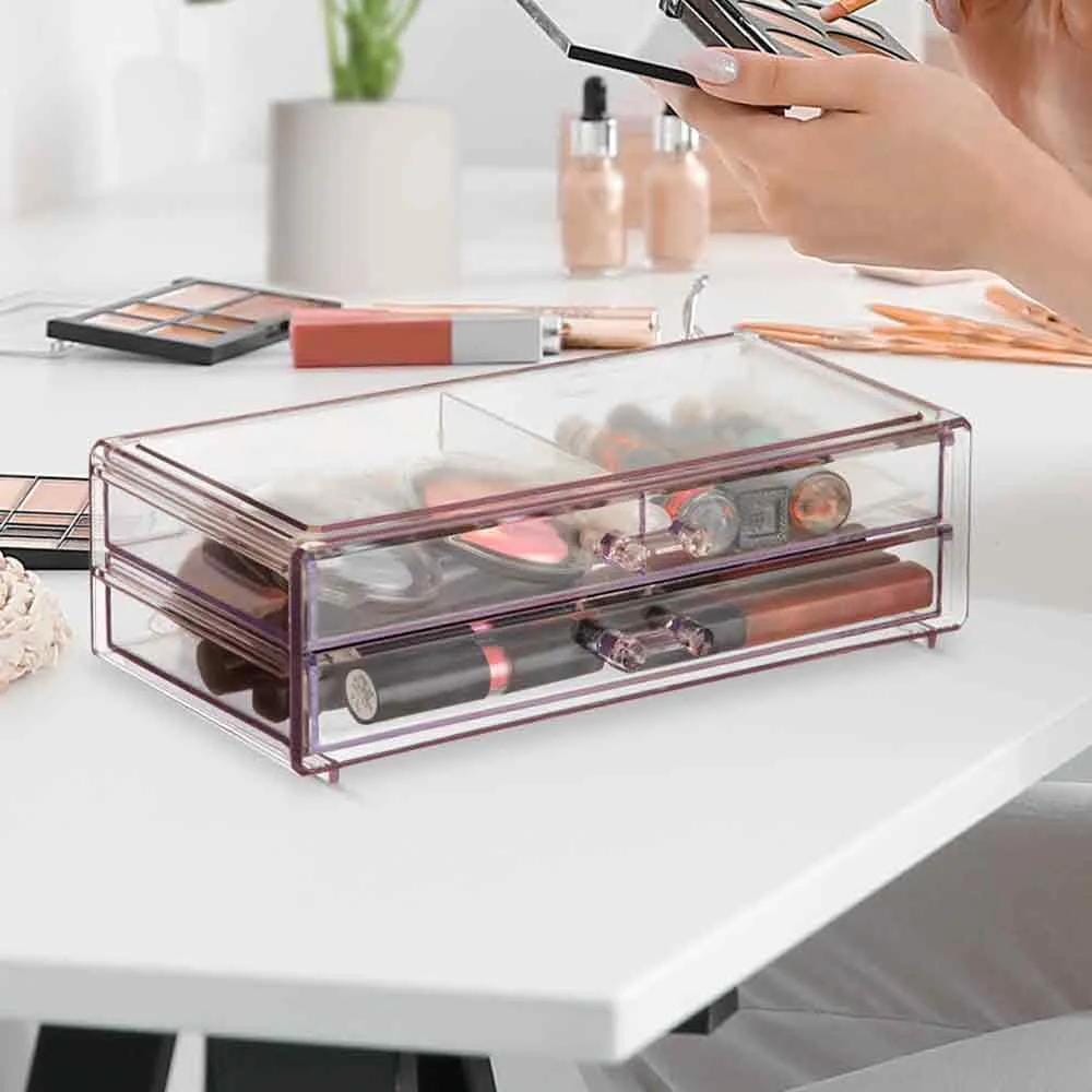 Organizador Para Maquiagem Duplo Acrílico Coleção Organizadores Para Maquiagem- Organizador Para Maquiagem Duplo Acrílico Design & Casa