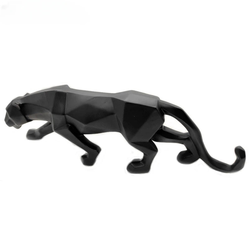 Panther Statue Animal Figurine Abstract Geometric Style Resin Leopard Sculpture Home Office Desktop Decoration Crafts Design & Casa