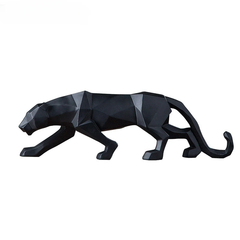 Panther Statue Animal Figurine Abstract Geometric Style Resin Leopard Sculpture Home Office Desktop Decoration Crafts Design & Casa