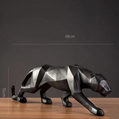 Panther Statue Animal Figurine Abstract Geometric Style Resin Leopard Sculpture Home Office Desktop Decoration Crafts Design & Casa Black 17 Inch