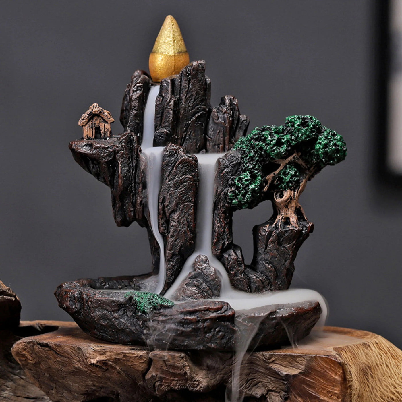 Porta Incenso de Resina em Formato de Efeito Cascata com Queimador de Incenso Único Coleção Utilidades- Porta Incenso de Resina em Formato de Efeito Cascata com Queimador de Incenso Único Design & Casa