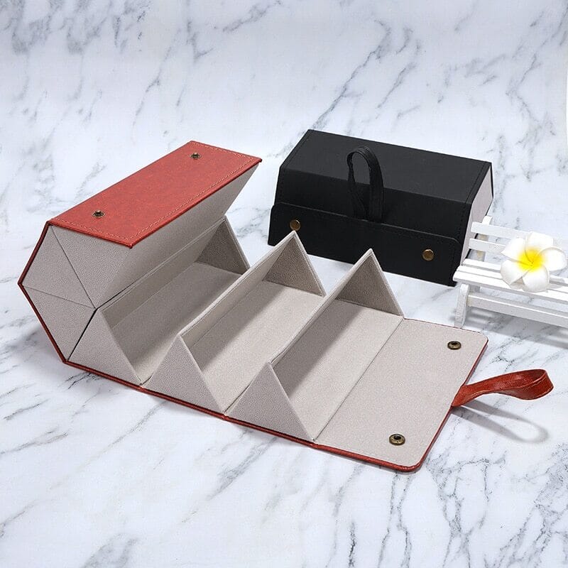 Porta Óculos - Organizador Dobrável em Couro Organizador de Óculos Dobrável em Couro - 2 ou 3 Grades Design & Casa