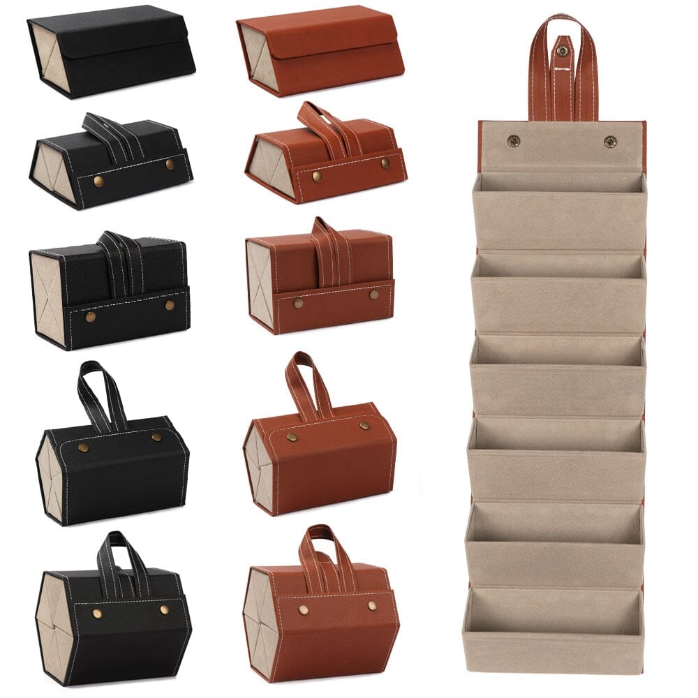 Porta Óculos - Organizador Dobrável em Couro Organizador de Óculos Dobrável em Couro - 2 ou 3 Grades Design & Casa