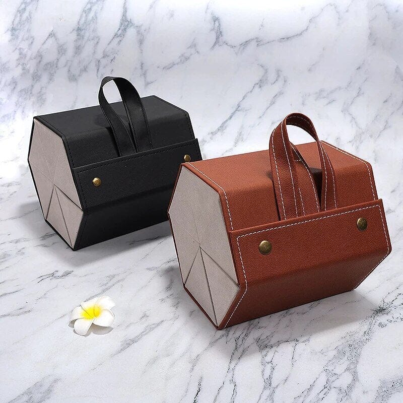 Porta Óculos - Organizador Dobrável em Couro Organizador de Óculos Dobrável em Couro - 2 ou 3 Grades Design & Casa