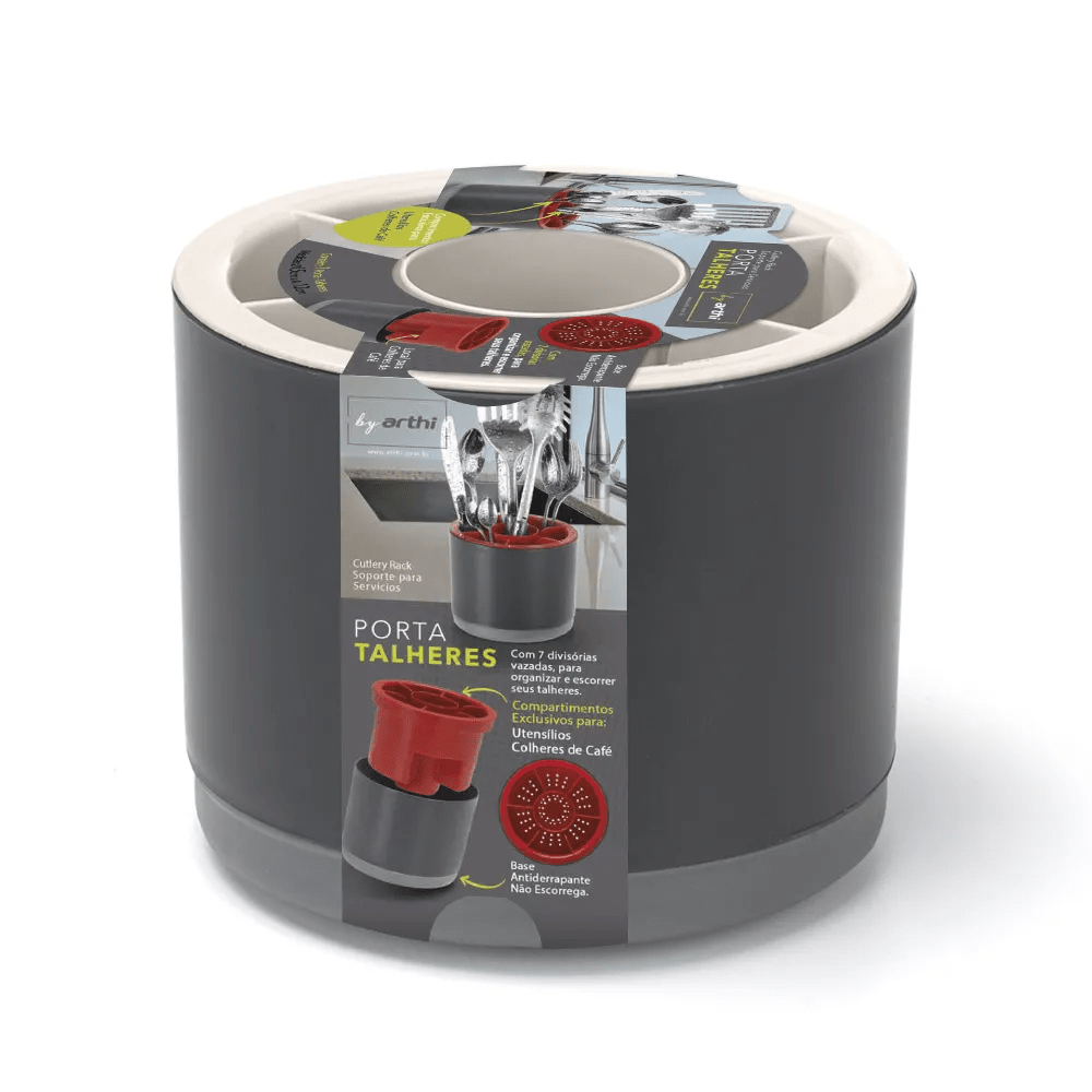 Porta-Talheres Com 7 Divisórias Antideslizante Coleção Cozinha- Porta-Talheres Com 7 Divisórias Antideslizante Design & Casa