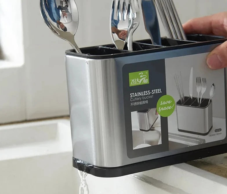 Porta Talheres em Inox - 4 Compartimentos Design & Casa