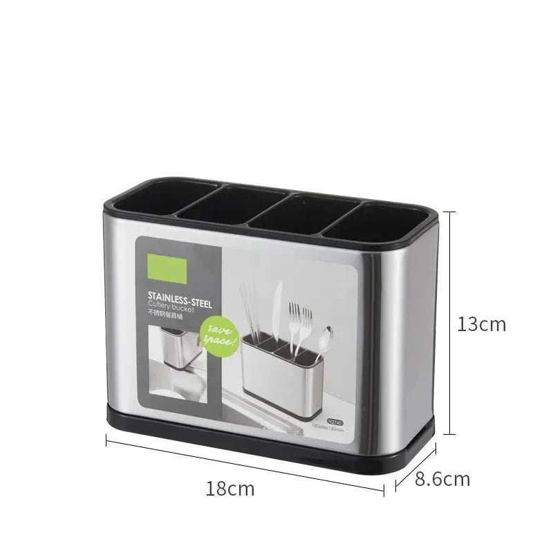 Porta Talheres em Inox - 4 Compartimentos Design & Casa