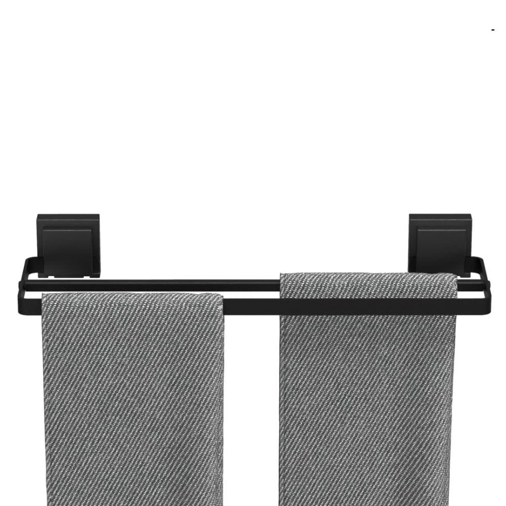 Porta Toalha Banheiro Duplo com Fixação por Ventosa Porta Toalha Banheiro Duplo com Fixação por Ventosa Design & Casa Preto