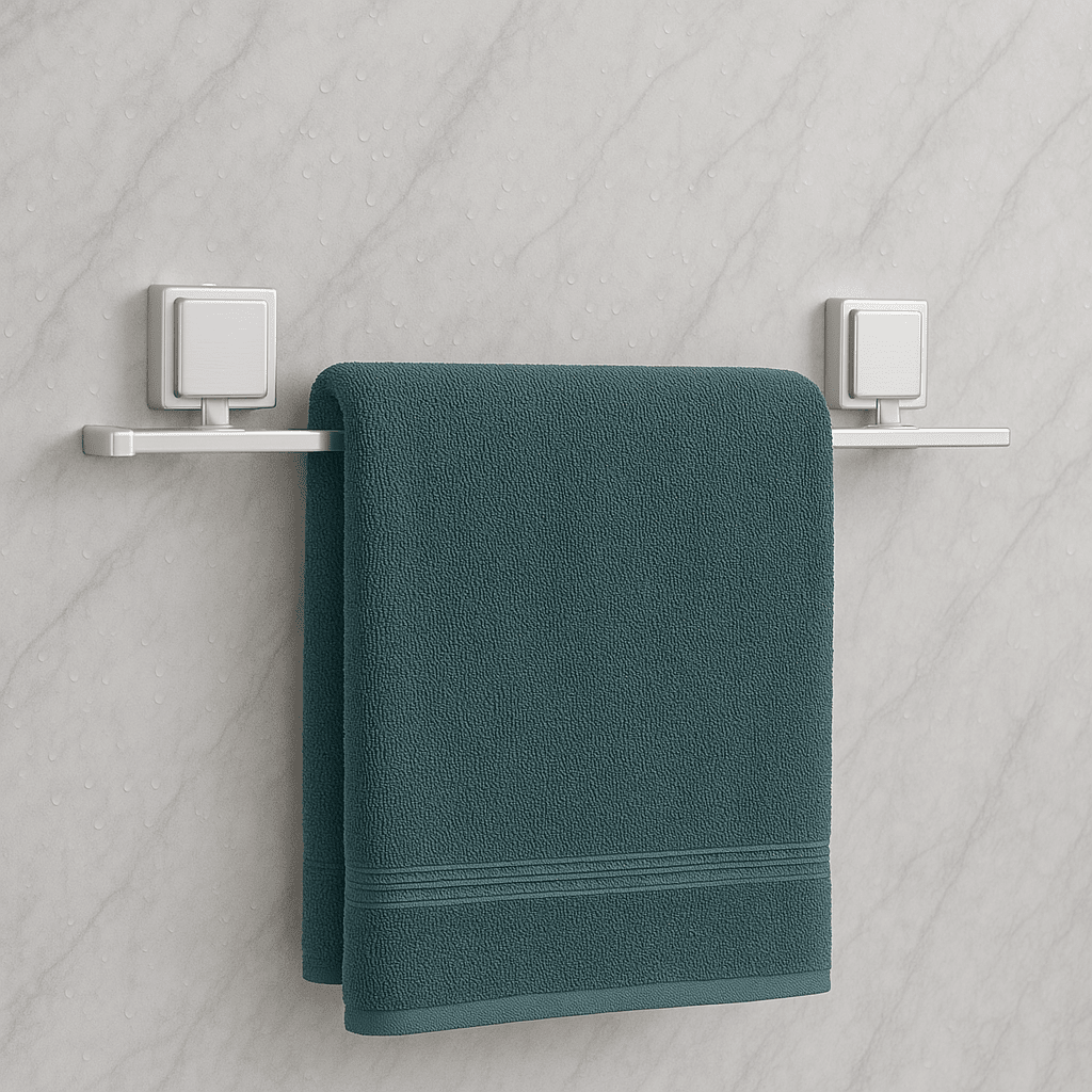 Porta Toalha de Banho Fosco Com Fixação por Sucção Ventosa Porta Toalha de Banho Cromo Com Fixação por Sucção Ventosa Design & Casa