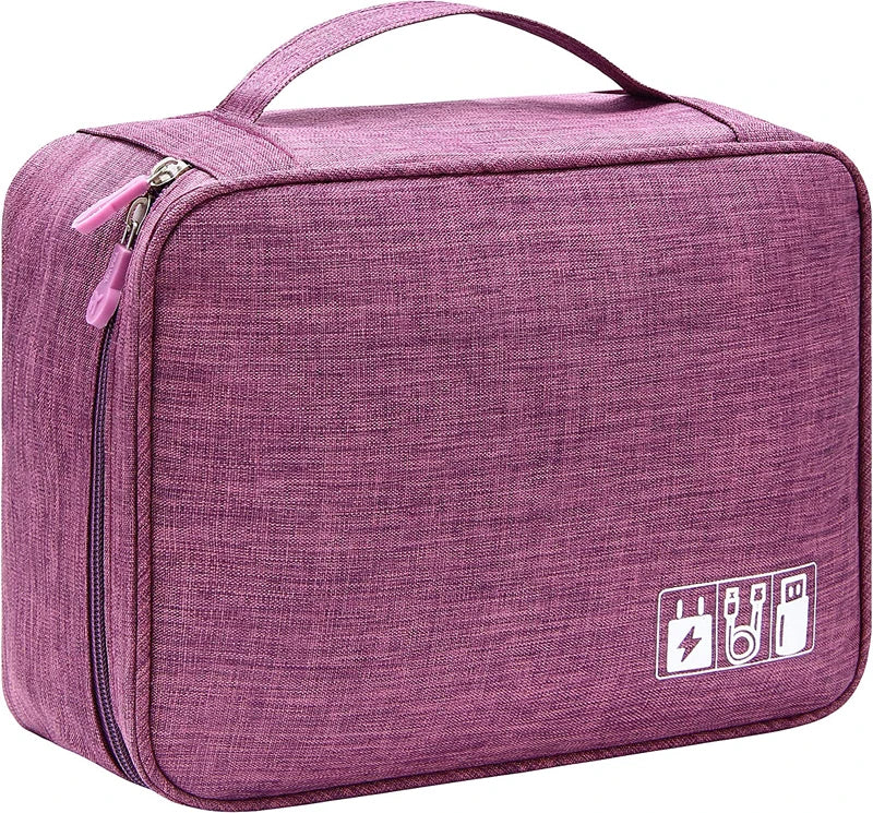 Portable Digital Storage Bag USB Gadget Waterproof Cable Organizer Pouch Electronics Devices Accessories Digitals Pack Supplies Design & Casa PURPLE