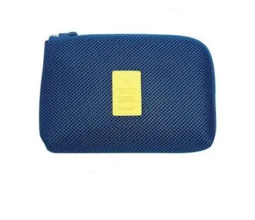 Portable Kit Case Sponge Bag Storage Bag Digital Gadget Devices USB Cable Earphone Pen Bag Travel Storage Bag for Digital Data Design & Casa Darkblue L