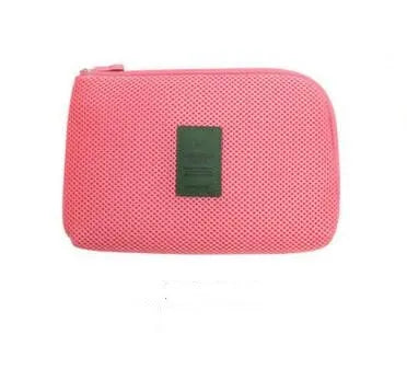 Portable Kit Case Sponge Bag Storage Bag Digital Gadget Devices USB Cable Earphone Pen Bag Travel Storage Bag for Digital Data Design & Casa Pink S