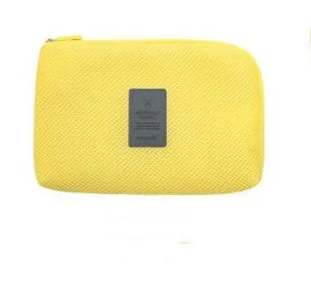 Portable Kit Case Sponge Bag Storage Bag Digital Gadget Devices USB Cable Earphone Pen Bag Travel Storage Bag for Digital Data Design & Casa Yellow L