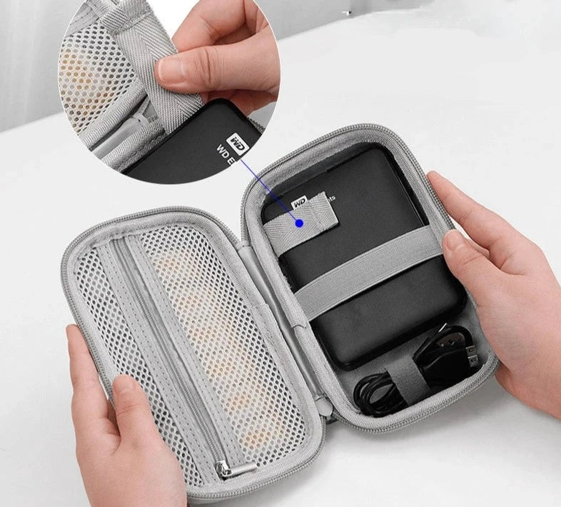 Portable Mini Hard Shell Digital Gadgets Storage Bag Artificial Leather Earphone Charger Case Data Cable U Disk Organizer Design & Casa