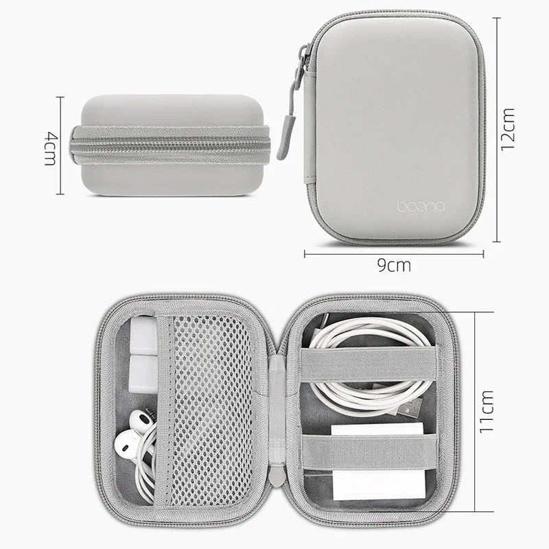 Portable Mini Hard Shell Digital Gadgets Storage Bag Artificial Leather Earphone Charger Case Data Cable U Disk Organizer Design & Casa