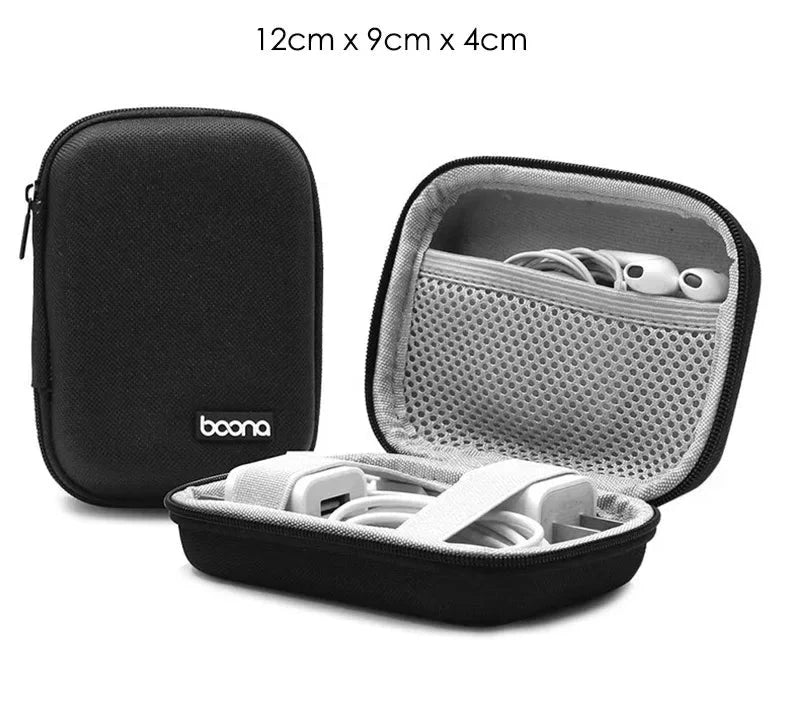 Portable Mini Hard Shell Digital Gadgets Storage Bag Artificial Leather Earphone Charger Case Data Cable U Disk Organizer Design & Casa A-Rectangle-Black