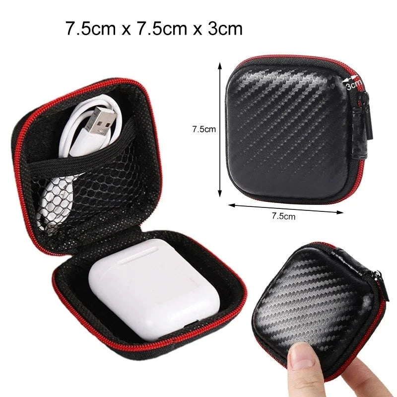 Portable Mini Hard Shell Digital Gadgets Storage Bag Artificial Leather Earphone Charger Case Data Cable U Disk Organizer Design & Casa Black