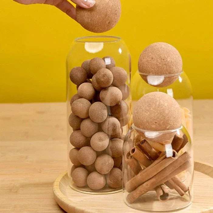 Pote De Vidro Com Tampa Bola Cortiça Pote De Vidro Com Tampa Bola Cortiça LightHousi