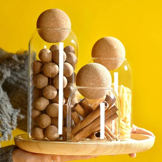 Pote De Vidro Com Tampa Bola Cortiça Pote De Vidro Com Tampa Bola Cortiça LightHousi