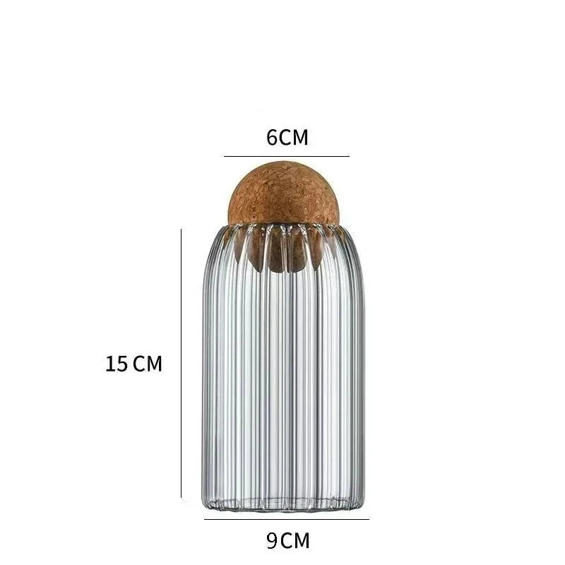 Pote De Vidro Com Tampa Bola Cortiça Pote De Vidro Com Tampa Bola Cortiça LightHousi Listra M-800ml