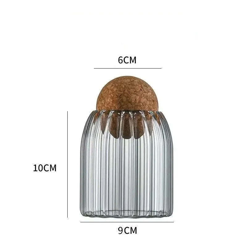 Pote De Vidro Com Tampa Bola Cortiça Pote De Vidro Com Tampa Bola Cortiça LightHousi Listra P-500ml