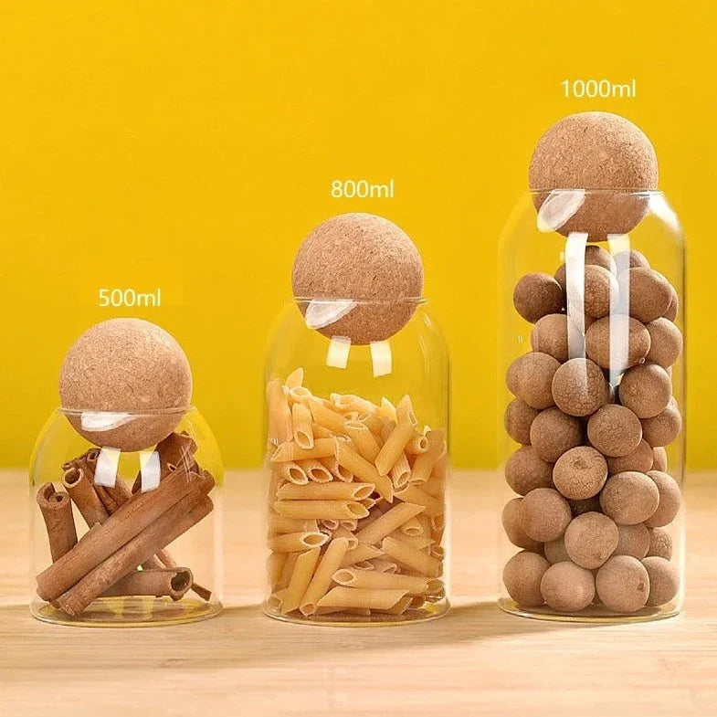 Pote De Vidro Com Tampa Bola Cortiça Pote De Vidro Com Tampa Bola Cortiça LightHousi P-500ml