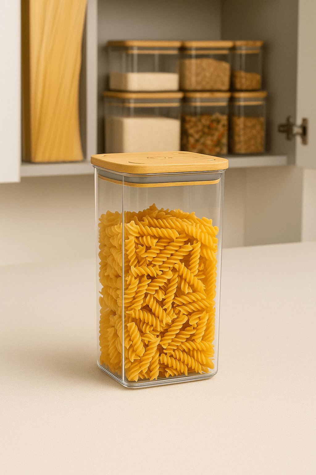 Pote Hermético com Tampa de Bambu 1,2L Coleção Potes Herméticos- Pote Hermético com Tampa de Bambu 1,2L Design & Casa