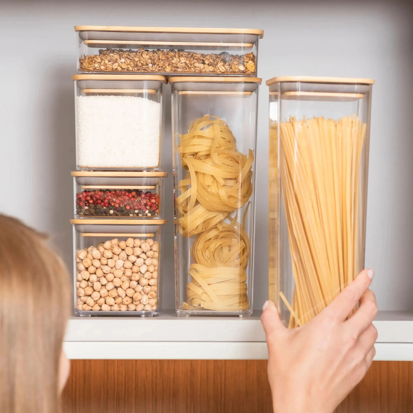 Pote Hermético com Tampa de Bambu 1,5L Coleção Potes Herméticos- Pote Hermético com Tampa de Bambu 1,5L Design & Casa