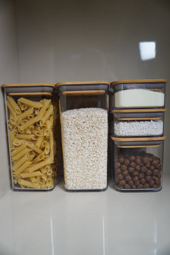 Pote Hermético com Tampa de Bambu 530ml Coleção Potes Herméticos- Pote Hermético com Tampa de Bambu 530ml Design & Casa